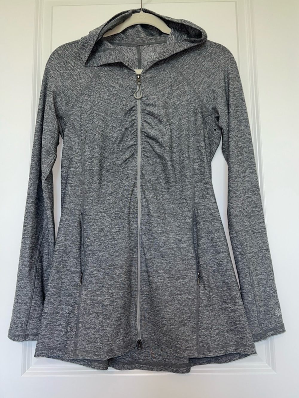 Athleta Heather grey Vitamin Sea Hooded Zip-Front Lightweight Jacket M EXCELLENT
